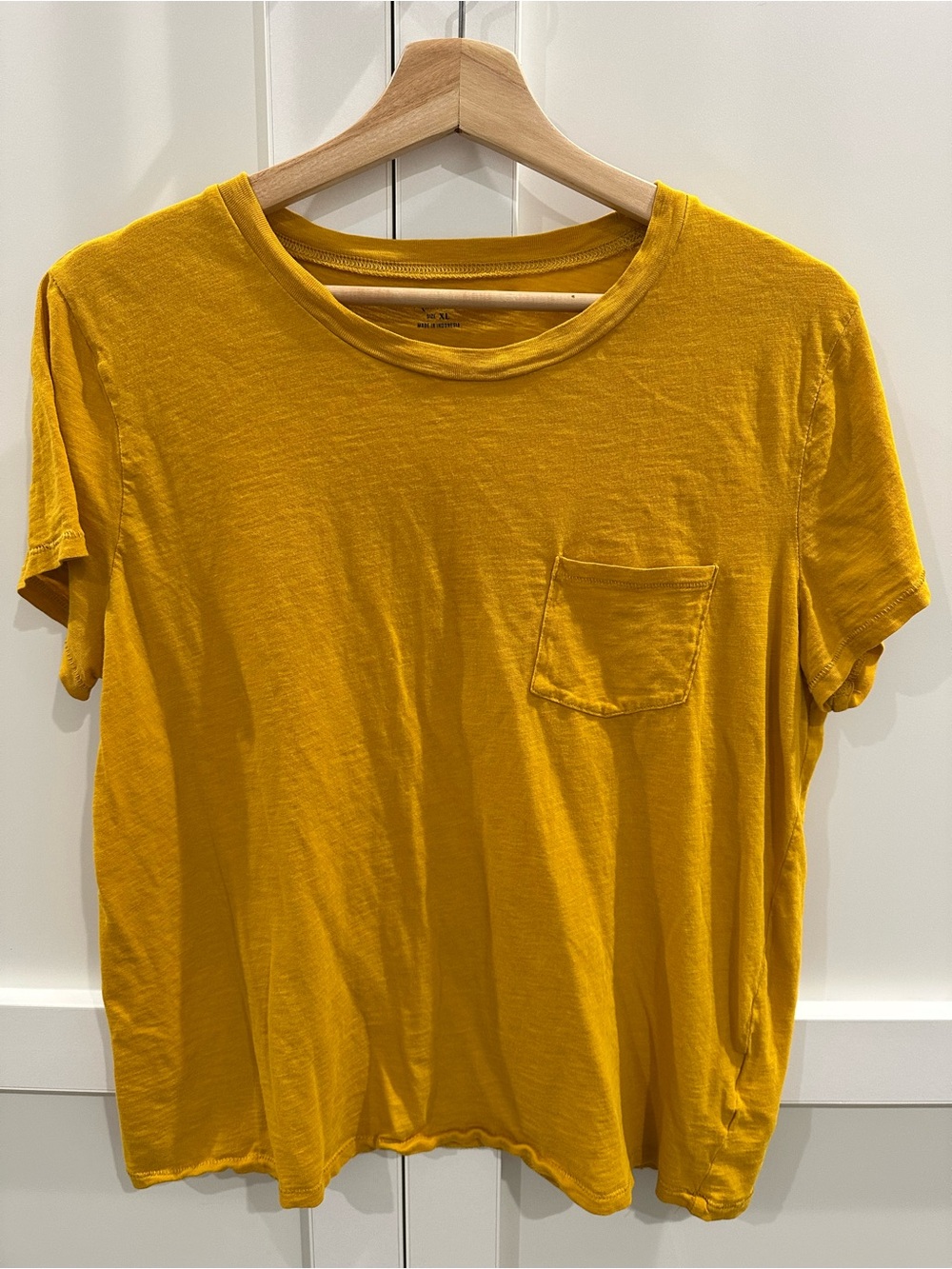 Madewell Whisper 100% Cotton Crewneck Pocket Tee Short Sleeve Mustard